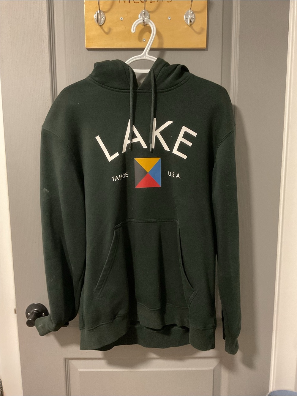H&M Dark Green LAKE Graphic Hooded Sweatshirt